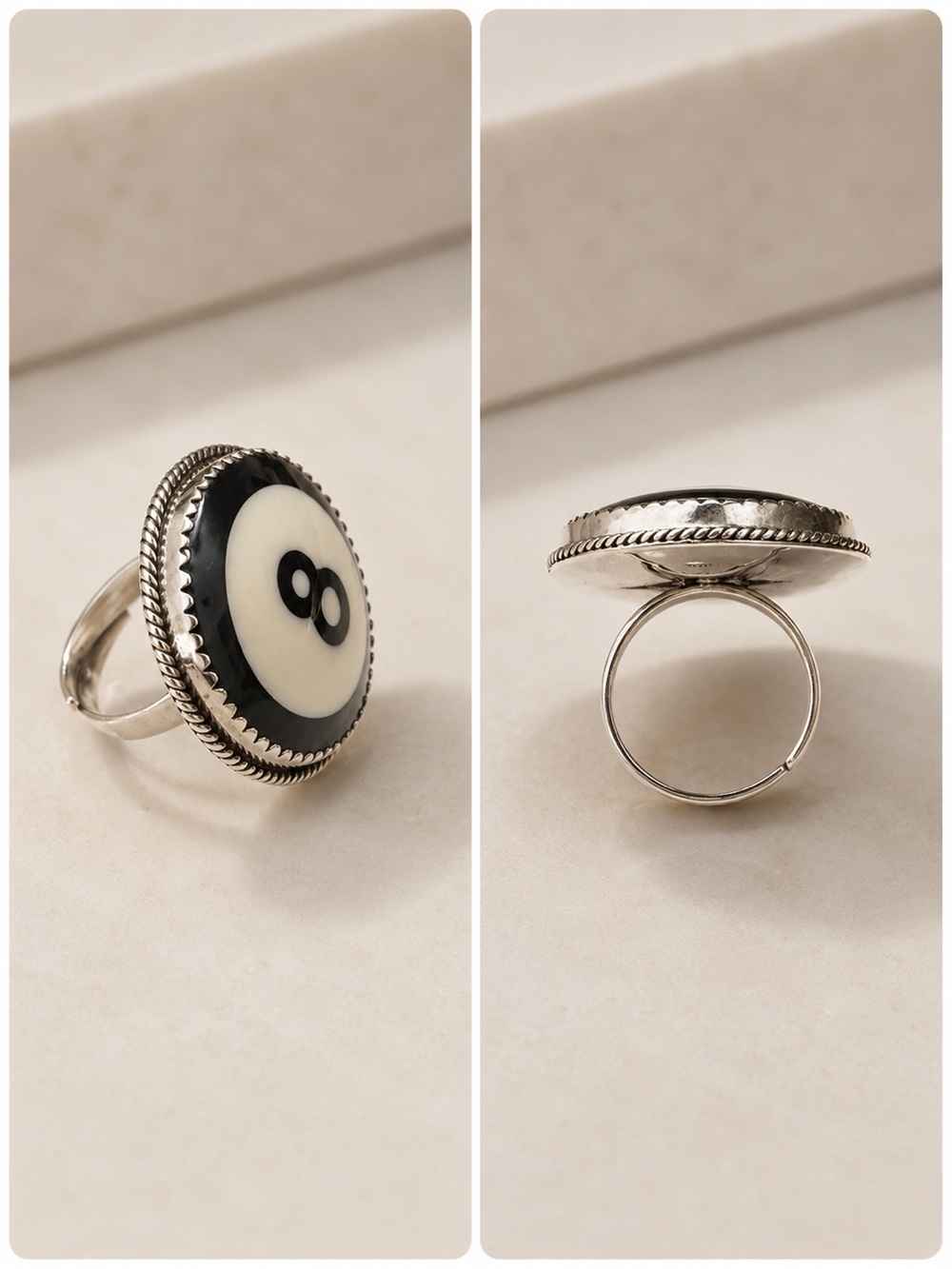 Sterling Silver 8-Ball Ring & Pendant Set – New Boutique Item 🎱 - Picture 5 of 8